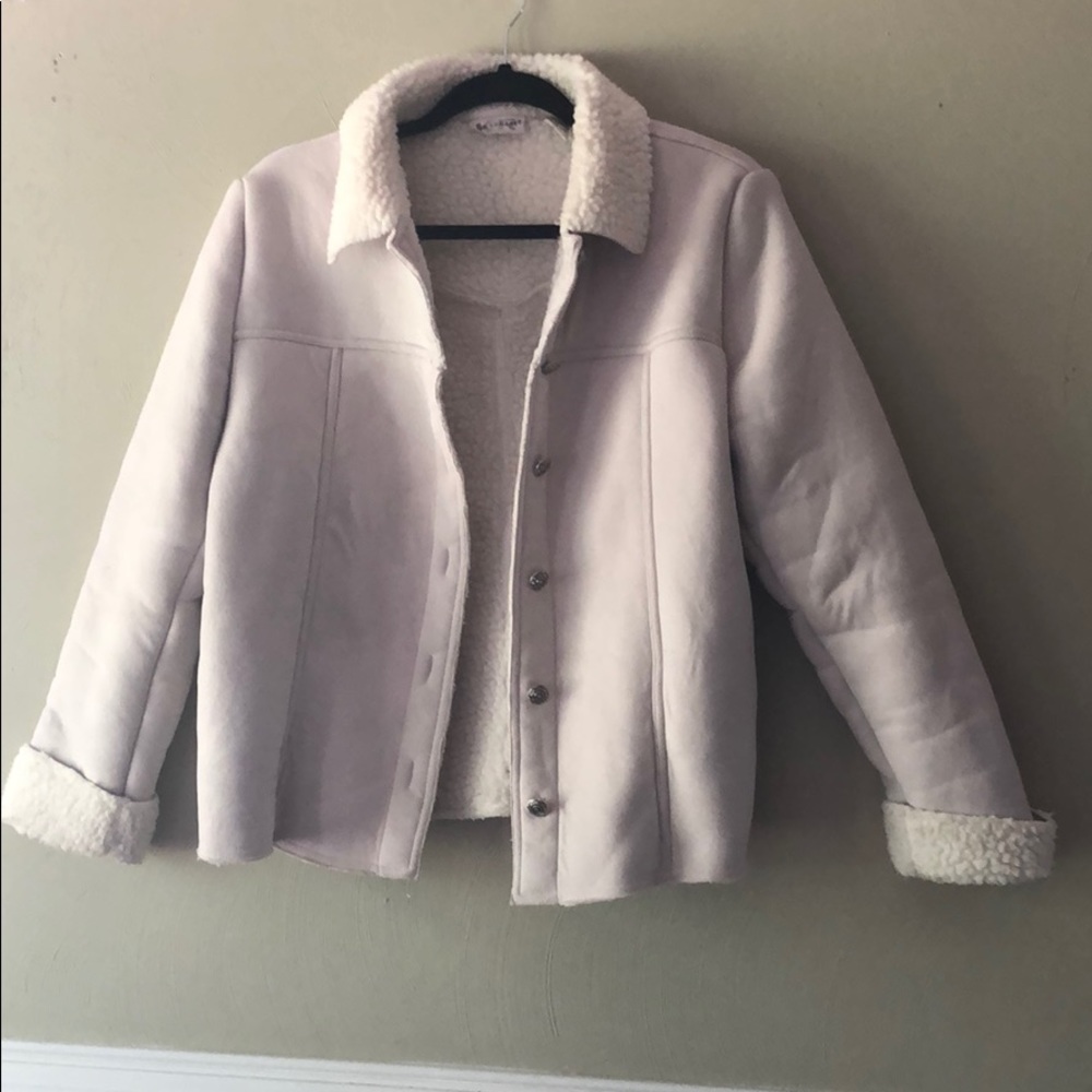 Kim Rogers faux dudes and sheepskin jacket